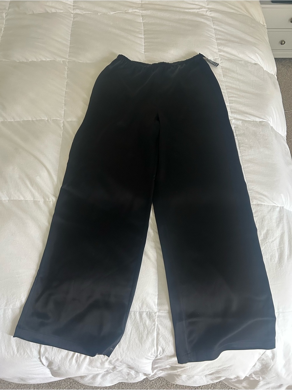 Aritzia Black Wide-Leg Satin Pants